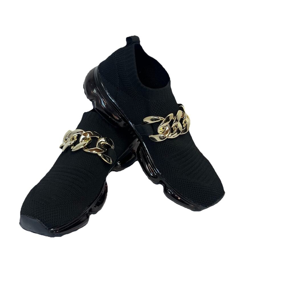 Free Walk Loafers Comfort Waking Shoes sz 8 Black Stretch Air Cooled Foam Chain